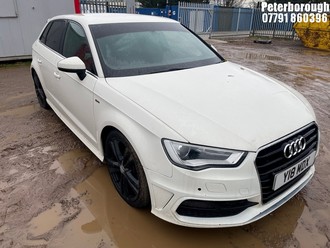 Location: Peterborough - 2013 AUDI A3 S LINE TFSI 5 Door Hatchback REG: Y18MDX, Keys: No, MOT Expiry date: 02/04/2026, 1395 Petrol, 6 Speed Manual Petrol, Former Keepers: 6