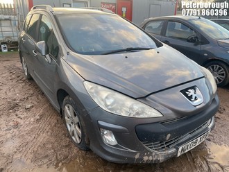 Location: Peterborough - 2009 PEUGEOT 308 SW SE HDI Estate REG: KX09XPB, Keys: No, MOT Expiry date: 14/01/2025, 1560 Diesel, 6 Speed Manual Diesel, Former Keepers: 5