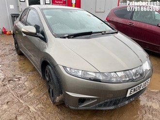 Location: Peterborough - 2008 HONDA CIVIC SE I-DSI 5 Door Hatchback REG: EN08UES, Keys: No, MOT Expiry date: 29/09/2026, 1339 Petrol, 6 Speed Manual Petrol, Former Keepers: 8
