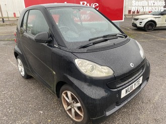 Location: South Wales - 2011 SMART FORTWO PULSE MHD AUTO Coupe REG: WU11YTE, Keys: Yes, MOT Expiry date: 25/10/2024, 999 Petrol, 5 Speed Auto Petrol, Former Keepers: 8