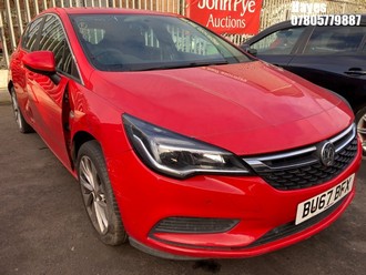 Location: Hayes - 2017 VAUXHALL ASTRA DESIGN ECOFLEX S/S 5 Door Hatchback REG: BU67BFX, Keys: No, MOT Expiry date: 04/07/2026, 999 Petrol, 5 Speed Manual Petrol, Former Keepers: 3