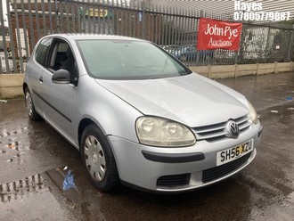 Location: Hayes - 2006 VOLKSWAGEN GOLF S 80 3 Door Hatchback REG: SH56XZU, Keys: No, MOT Expiry date: 02/02/2025, 1390 Petrol, 5 Speed Manual Petrol, Former Keepers: 6
