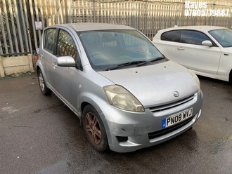 Location: Hayes - 2008 DAIHATSU SIRION SE AUTO 5 Door Hatchback REG: PN08WVJ, Keys: No, MOT Expiry date: 14/08/2025, 1298 Petrol, 4 Speed Auto Petrol, Former Keepers: 9