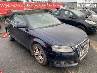 Location: Belvedere - 2009 AUDI A3 SPORT TDI S-A Convertible REG: VK09KXX, Keys: No, MOT Expiry date: 08/03/2025, 1968 Diesel, 6 Speed Semi Auto Diesel, Former Keepers: 4