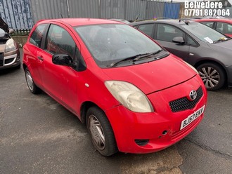 Location: Belvedere - 2007 TOYOTA YARIS T2 3 Door Hatchback REG: BJ57EKV, Keys: No, MOT Expiry date: 29/12/2025, 998 Petrol, 5 Speed Manual Petrol, Former Keepers: 10