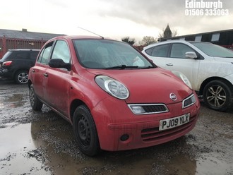Location: Edinburgh - 2009 NISSAN MICRA VISIA PLUS 5 Door Hatchback REG: PJ09YLX, Keys: No, MOT Expiry date: 02/11/2025, 1240 Petrol, 5 Speed Manual Petrol, Former Keepers: 5