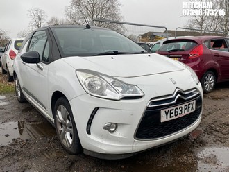 Location: Mitcham - 2013 CITROEN DS3 DSTYLE Convertible REG: YE63PFX, Keys: No, MOT Expiry date: 04/07/2026, 1598 Petrol, 5 Speed Manual Petrol, Former Keepers: 4