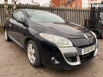 Location: Nottingham - 2011 RENAULT MEGANE DYNAMIQUE TOMTOM V Coupe REG: SG61RDV, Keys: No, MOT Expiry date: 31/01/2024, 1598 Petrol, 6 Speed Manual Petrol, Former Keepers: 4