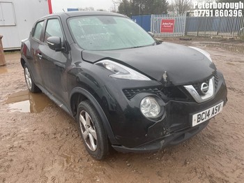 Location: Peterborough - 2014 NISSAN JUKE VISIA 5 Door Hatchback REG: BC14ASV, Keys: No, MOT Expiry date: 01/03/2025, 1598 Petrol, 5 Speed Manual Petrol, Former Keepers: 4