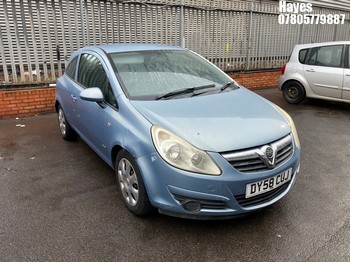 Location: Hayes - 2008 VAUXHALL CORSA CLUB A/C 3 Door Hatchback REG: DY58CUJ, Keys: No, MOT Expiry date: 03/10/2025, 1229 Petrol, 5 Speed Manual Petrol, Former Keepers: 6