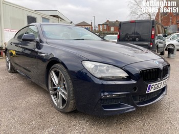 Location: Nottingham - 2013 BMW 640D M SPORT GRAN COUPE A Coupe REG: FG63YXZ, 2993cc Diesel, 8 Speed Auto Diesel, Former Keepers: 4, Keys: Yes, MOT Expiry date: 26/01/2026