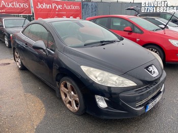 Location: Belvedere - 2009 PEUGEOT 308 GT CC THP 150 Convertible REG: AO09TTY, Keys: No, MOT Expiry date: 30/12/2025, 1598 Petrol, 6 Speed Manual Petrol, Former Keepers: 5