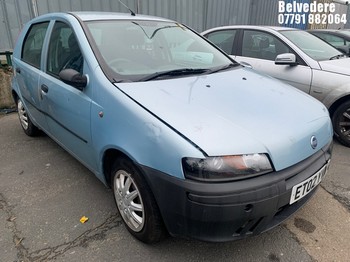 Location: Belvedere - 2002 FIAT PUNTO DYNAMIC 16V SPEEDGE 5 Door Hatchback REG: ET02YVW, Keys: No, MOT Expiry date: 10.06.2026, 1242 Petrol, Variable Speed Auto Petrol, Former Keepers: 7