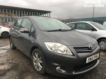 Location: Edinburgh - 2012 TOYOTA AURIS COLOUR COLLECTION V 5 Door Hatchback REG: SM12FHG, Keys: No, MOT Expiry date: 19/10/2026, 1329 Petrol, 6 Speed Manual Petrol, Former Keepers: 6