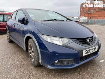 Location: Nottingham - 2013 HONDA CIVIC I-DTEC ES 5 Door Hatchback REG: SK13SXE, Keys: No, MOT Expiry date: 12/09/2025, 1597 Diesel, 6 Speed Manual Diesel, Former Keepers: 5