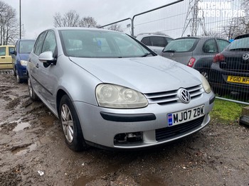Location: Mitcham - 2007 VOLKSWAGEN GOLF FSI S 5 Door Hatchback REG: MJ07ZBW, Keys: No, MOT Expiry date: 05/05/2026, 1598 Petrol, 6 Speed Manual Petrol, Former Keepers: 10