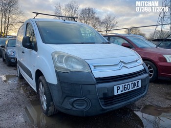 Location: Mitcham - 2011 CITROEN BERLINGO 625 X 16V Panel Van REG: PJ60DKD, Keys: No, MOT Expiry date: 31/03/2026, 1587 Gas Bi Fuel, 5 Speed Manual Petrol, Former Keepers: 3