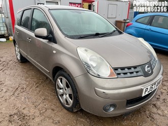 Location: Peterborough - 2007 NISSAN NOTE TEKNA DCI MPV REG: PJ57AMK, Keys: No, MOT Expiry date: 12/12/2025, 1461 Diesel, 5 Speed Manual Diesel, Former Keepers: 5