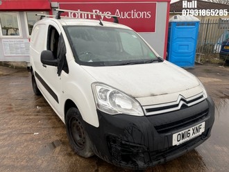 Location: Hull - 2016 CITROEN BERLINGO 625 EN-PRISE BLU Panel Van REG: OW16XNF, Keys: No, MOT Expiry date: 19/05/2026, 1560 Diesel, 5 Speed Manual Diesel, Former Keepers: 2