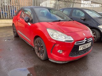 Location: Hayes - 2010 CITROEN DS3 DSTYLE 3 Door Hatchback REG: FD60KTJ, Keys: No, MOT Expiry date: 11/11/2024, 1598 Petrol, 5 Speed Manual Petrol, Former Keepers: 5