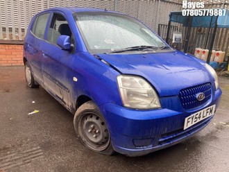Location: Hayes - 2004 KIA PICANTO LX 5 Door Hatchback REG: FY54LFM, Keys: No, MOT Expiry date: 12/08/2026, 1086 Petrol, 5 Speed Manual Petrol, Former Keepers: 11