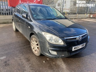 Location: Hayes - 2007 HYUNDAI I30 STYLE 5 Door Hatchback REG: MK57YWR, Keys: No, MOT Expiry date: 28/11/2026, 1396 Petrol, 5 Speed Manual Petrol, Former Keepers: 4