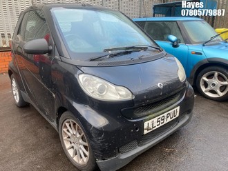 Location: Hayes - 2009 SMART FORTWO PASSION MHD AUTO Convertible REG: LL59PUU, Keys: No, MOT Expiry date: 23/06/2023, 999 Petrol, 5 Speed Auto Petrol, Former Keepers: 9