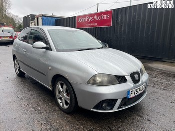 Location: Stapleford - 2007 SEAT IBIZA FORMULA SPORT 100 3 Door Hatchback REG: FV57JGX, Keys: Yes, MOT Expiry date: 16/12/2026, 1390 Petrol, 5 Speed Manual Petrol, Former Keepers: 6