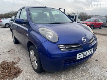 Location: Manchester - 2005 NISSAN MICRA URBIS 5 Door Hatchback REG: ST05LZD, 1240 Petrol, 5 Speed Manual Petrol, Former Keepers: 4, Keys: Yes, MOT Expiry date: 03/12/2024