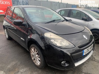 Location: Belvedere - 2010 RENAULT CLIO DYNAMIQUE 16V 3 Door Hatchback REG: LO10NRV, Keys: No, MOT Expiry date: 20.11.2026, 1149 Petrol, 5 Speed Manual Petrol, Former Keepers: 5