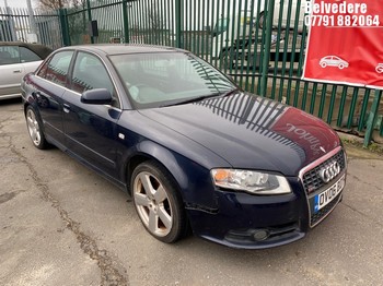 Location: Belvedere - 2006 AUDI A4 S LINE T FSI 4 Door Saloon REG: OV06BDY, Keys: No, MOT Expiry date: 03/12/2019, 1984 Petrol, 6 Speed Manual Petrol, Former Keepers: 4