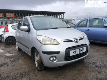 Location: Edinburgh - 2011 HYUNDAI I10 COMFORT 5 Door Hatchback REG: RV11DME, Keys: No, MOT Expiry date: 16/09/2025, 1248 Petrol, 5 Speed Manual Petrol, Former Keepers: 5