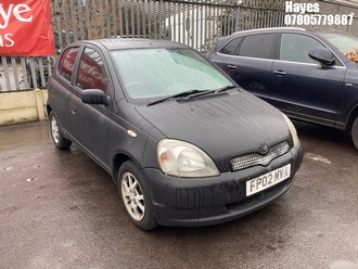 Location: Hayes - 2002 TOYOTA YARIS CDX 5 Door Hatchback REG: FP02MVA, Keys: No, MOT Expiry date: 23/01/2026, 998 Petrol, 5 Speed Manual Petrol, Former Keepers: 4
