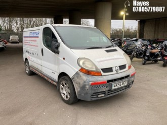 Location: Hayes - 2005 RENAULT TRAFIC SL27 DCI 100 SWB Panel Van REG: AK55BCY, Keys: No, MOT Expiry date: 26/10/2024, 1870 Diesel, 6 Speed Manual Diesel, Former Keepers: 5