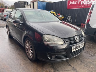 Location: Stapleford - 2008 VOLKSWAGEN GOLF GT TDI 140 5 Door Hatchback REG: FM08KVZ, Keys: Yes, MOT Expiry date: 05/03/2026, 1968 Diesel, 6 Speed Manual Diesel, Former Keepers: 3