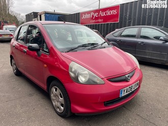 Location: Stapleford - 2008 HONDA JAZZ S 5 Door Hatchback REG: YA08UVM, Keys: Yes, MOT Expiry date: 07/08/2026, 1246 Petrol, 5 Speed Manual Petrol, Former Keepers: 3