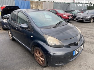 Location: Belvedere - 2011 TOYOTA AYGO GO VVT-I 5 Door Hatchback REG: EK61RXP, Keys: No, MOT Expiry date: 23/01/2026, 998 Petrol, 5 Speed Manual Petrol, Former Keepers: 7