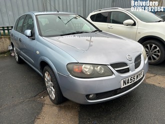 Location: Belvedere - 2005 NISSAN ALMERA SVE 5 Door Hatchback REG: NA55MYF, Keys: No, MOT Expiry date: 08/11/2025, 1497 Petrol, 5 Speed Manual Petrol, Former Keepers: 5