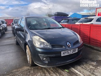 Location: Edinburgh - 2007 RENAULT CLIO DYNAMIQUE 5 Door Hatchback REG: HY57URF, Keys: No, MOT Expiry date: 23/08/2026, 1390 Petrol, 5 Speed Manual Petrol, Former Keepers: 4
