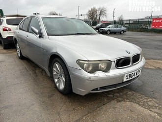 NOTE: ATF Registered Buyers ONLY - Location: Belvedere - 2004 BMW 735I SE AUTO 4 Door Saloon REG: SB04WTF, Keys: No, 3600 Petrol, 6 Speed Auto Petrol, Former Keepers: 10