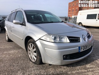 Location: Nottingham - 2008 RENAULT MEGANE DYNAMIQUE DCI Estate REG: FD08UKH, Keys: No, MOT Expiry date: 31/01/2026, 1461 Diesel, 5 Speed Manual Diesel, Former Keepers: 7