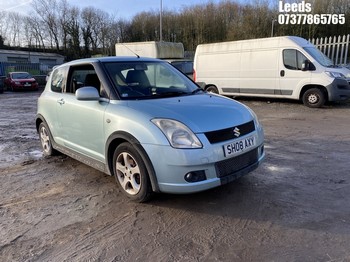 Location: Leeds - 2008 SUZUKI SWIFT ATTITUDE 3 Door Hatchback REG: SH08AXY, Keys: No, MOT Expiry date: 12-01-2026, 1328 Petrol, 5 Speed Manual Petrol, Former Keepers: 8