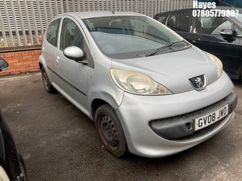 Location: Hayes - 2008 PEUGEOT 107 URBAN 5 Door Hatchback REG: GV08JWO, Keys: No, MOT Expiry date: 07/11/2025, 998 Petrol, 5 Speed Manual Petrol, Former Keepers: 11