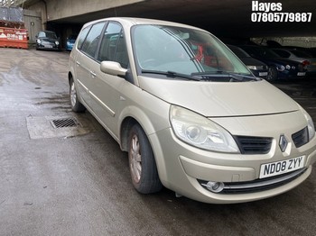 Location: Hayes - 2008 RENAULT G-SCENIC DYN-7 VVT MPV REG: ND08ZYY, Keys: No, MOT Expiry date: 06/12/2024, 1598 Petrol, 6 Speed Manual Petrol, Former Keepers: 6
