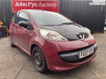 Location: Stapleford - 2007 PEUGEOT 107 SPORT XS 3 Door Hatchback REG: FG07CEF, Keys: Yes, MOT Expiry date: 07/09/2026, 998 Petrol, 5 Speed Manual Petrol, Former Keepers: 13