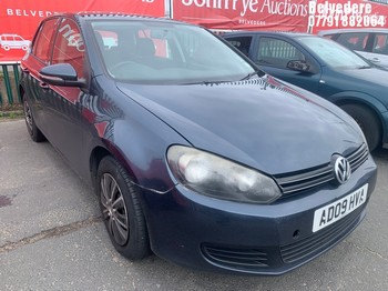 Location: Belvedere - 2009 VOLKSWAGEN GOLF S 5 Door Hatchback REG: AD09HVA, Keys: No, MOT Expiry date: 30.10.2025, 1595 Petrol, 5 Speed Manual Petrol, Former Keepers: 5