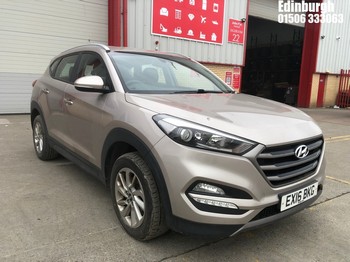 Location: Edinburgh - 2016 HYUNDAI TUCSON SE BLUE DRIVE 2WD Estate REG: EX16BKG, Keys: Yes, MOT Expiry date: 07/07/2025, 1685 Diesel, 6 Speed Manual Diesel, Former Keepers: 3