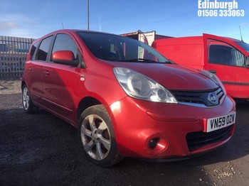 Location: Edinburgh - 2009 NISSAN NOTE N-TEC MPV REG: VN59OZW, Keys: No, MOT Expiry date: 25/09/2025, 1386 Petrol, 5 Speed Manual Petrol, Former Keepers: 5
