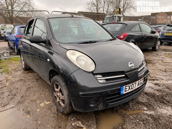 Location: Mitcham - 2007 NISSAN MICRA INITIA 5 Door Hatchback REG: EX07AGZ, Keys: No, MOT Expiry date: 25/06/2025, 1240 Petrol, 5 Speed Manual Petrol, Former Keepers: 5