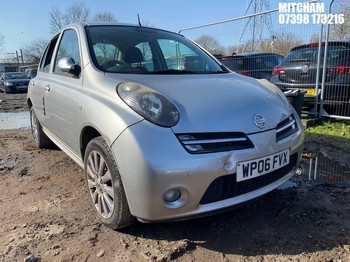 Location: Mitcham - 2006 NISSAN MICRA SPORT+ 5 Door Hatchback REG: WP06FVX, Keys: No, MOT Expiry date: 04/12/2025, 1240 Petrol, 5 Speed Manual Petrol, Former Keepers: 4